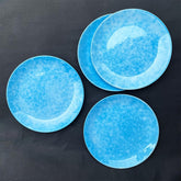 Neelam Handcrafted Ceramic Dinner Set - 8 Pieces, Blue | 4 Dinner Plates + 4 Katori Bowls, 180ml Each Dinnerware Set | Serving For 4, Microwave Safe & Dishwasher Safe